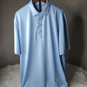 Johnnie-O Herren Kurzarm Golf Polo Größe M Polyester Blau Einfarbig Muster - Bild 1 von 5