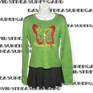 Deadstock Test Sample New London Anthony Frym Green & Red Embroidered Butterfly - Picture 1 of 8