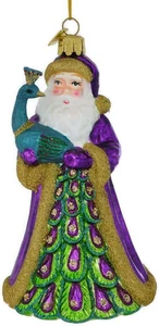 Edler Edelstein Weihnachtsmann mit Pfau Glas Christbaumschmuck NB1488 - Bild 1 von 5