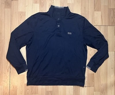 Suéter Hugo Boss Para Hombre XL Azul Manga Larga Verde Etiqueta Cuello Henley  Foto 1 de 4