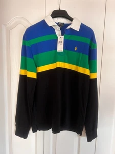 Polo Ralph Lauren Kinder XL Rugby Shirt gestreift langarm Baumwolle blau grün NEU - Bild 1 von 5