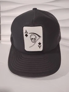 Vintage Grim Reaper Sportswear Death Ace Trucker Hat Ace of Spade Skull Snapback - Picture 1 of 18