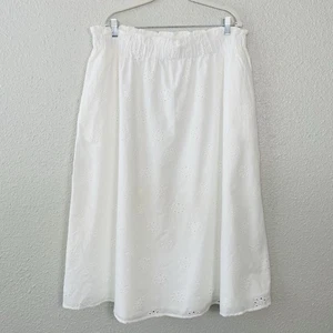 Universal Thread Eyelet Midi Skirt Women White Cottagecore Prairie Boho Beach XL - Picture 1 of 14