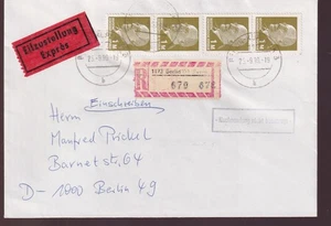 DDR, Mi.  1540/4er-Str. (R-Nr.), R-Eil-Berlin 25.9.90, mit Einlief.-Schein - Bild 1 von 5