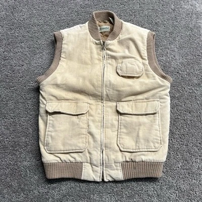 Vintage 80s St. Johns Bay Corduroy Quilted Vest Beige Tan Full Zip Medium M VTG - Image 1 of 4