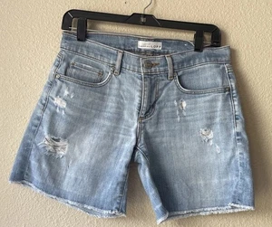 LOFT Women’s frayed hem Blue Distressed Jean Shorts size 0/25 EUC! Medium wash - Picture 1 of 5