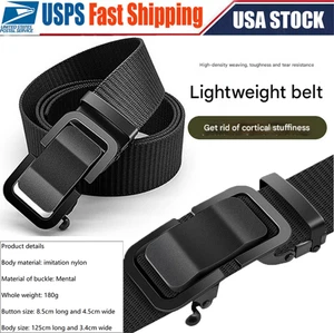 Herren Nylon Web Gürtel Taktischer Ratschengürtel Automatische Schiebeschnalle Männer Geschenk - Bild 1 von 8