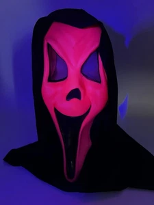 Fun World rosa fluoreszierende glücklich lächelnde Geist Gesichtsmaske Schrei selten fantastisch - Bild 1 von 19