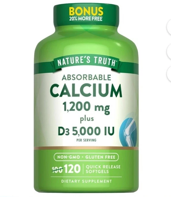 Nature's Truth Calcio 1200mg + D3 (600mg / Softgel) 120 ct 3/2027 Foto 1 de 1
