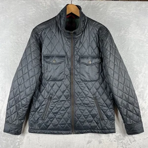 Untuckit Jacke Herren Large schwarz Hazelton Satin Druckknopfverschluss gesteppt leicht - Bild 1 von 8