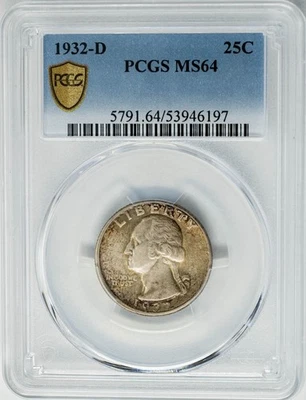 1932-D Washington Quarter 25c MS64 Secure PCGS 950440-10 - Image 1 of 4