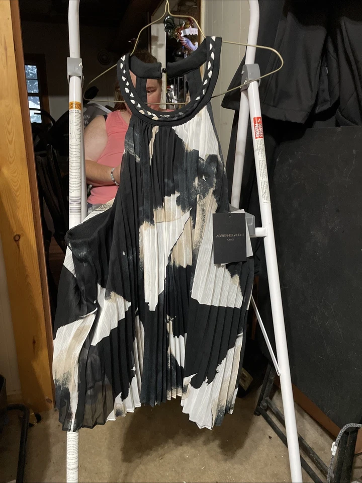 Blusa de vestir Adrienne Landau Onyx XL negra marrón blanca Foto 1 de 2