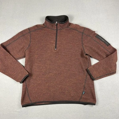 Pullover Kuhl Para Hombres Mediano Marrón 1/4 Cremallera Chianti Vellón Mezcla Lana Manga Bolsillo Foto 1 de 4