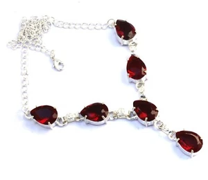 Mozambique Garnet Gemstone Handmade 925 Sterling Silver Jewelry Necklaces Sz 18" - Picture 1 of 1