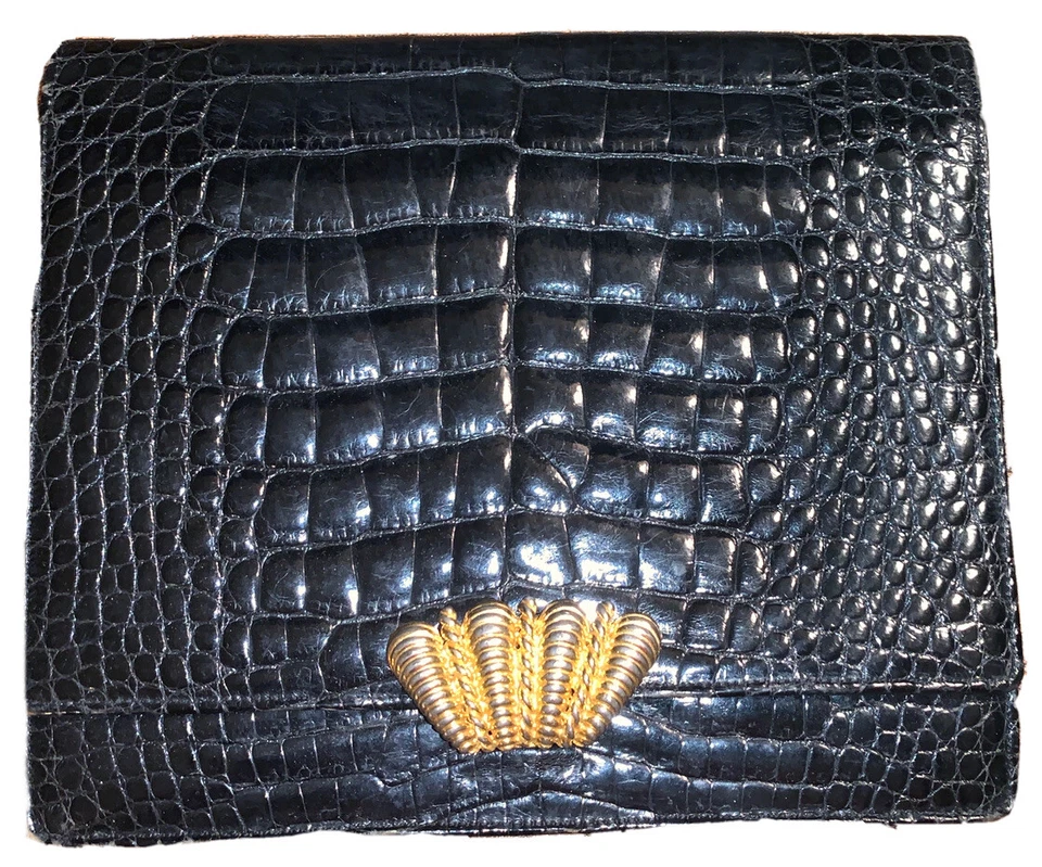 Bolso clutch Koret negro genuino cocodrilo Foto 1 de 4