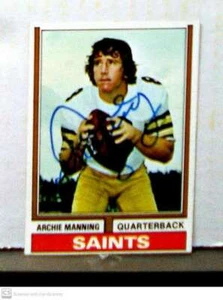 ARCHIE MANNING SIGNED 74 TOPPS FOOTBALL CARD SAINTS - Picture 1 of 1