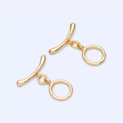 10pcs Gold Round Ring Toggle Clasp,Easy Close Clasp Connector for Bracelet - Image 1 of 4