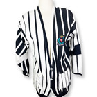 Vintage Deadstock gestreifte SB Sport Emblem Baumwolle Jersey Cardigan - marineblau/weiß