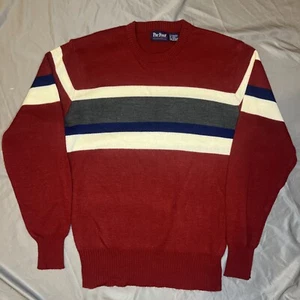 Vintage 80s Par Four Sportswear Striped Knit Golf Sweater Red Acrylic Men’s M - Picture 1 of 5