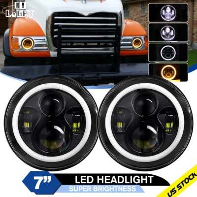Par de faros LED redondos de 7 pulgadas haz alto/bajo para camiones de volteo Mack Granite CV713 Foto 1 de 4