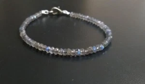 Bracciale Perline Rondelle Sfaccettate Labradorite Lampeggiante Naturale 3-4MM 6-8" - Foto 1 di 10