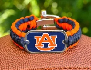Bracciale Uomo Auburn University Paracord Nylon Regolabile Acciaio Inox 8,5" - Foto 1 di 1