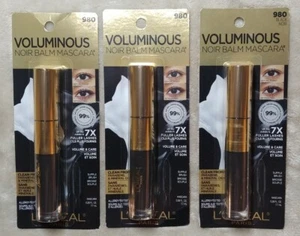 Lote de 3 máscaras de pestañas voluminosas L'Oreal Paris voluminous Noir bálsamo negro 980 - Imagen 1 de 3