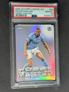 2022-23 Topps Chrome UCC UEFA Erling Haaland Hobby Master #H9 PSA 10 Man City - Foto 1 di 2