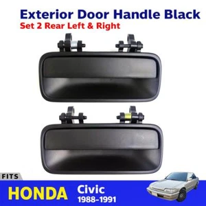 Outer Door Handle BlacK RL+RR Fits Honda Civic EC ED EE EF 4D Sedan 1988-91 E06 - Picture 1 of 7