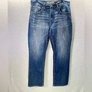 Pantalones de mezclilla BKE Hebilla Tyler pierna recta para hombre 32R elásticos puntadas blancas 1937 - Imagen 1 de 10