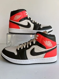 W  Air Jordan 1 Mid SE ‘Newsprint’ Lt.Orewood Brown  Sz. 11W/9.5M (DQ6078-100) - Picture 1 of 7