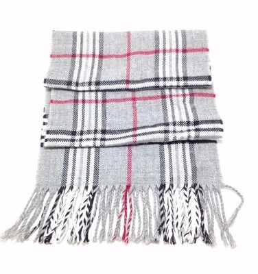$65 John Ashford Unisex Men'S Gray Black Red Plaid Warm Winter Acrylic Scarf - Image 1 of 2
