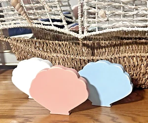 Sea Shell Tiered Tray Decor Beach Shelf Sitter Rustic Wood Primitive - Picture 1 of 6