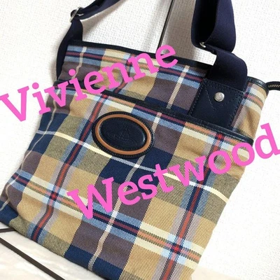 Vivienne Westwood Plaid Shoulder Bag Blue Yellow Brown Casual Style #EK ZEA - Image 1 of 4