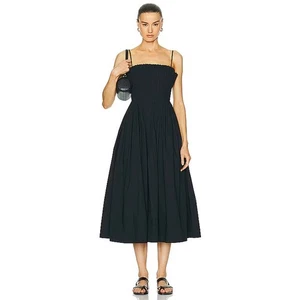 Vestido Staud Bella Plisado Corpiño Midi Ajuste y Acampanado Talla 4 - Imagen 1 de 12