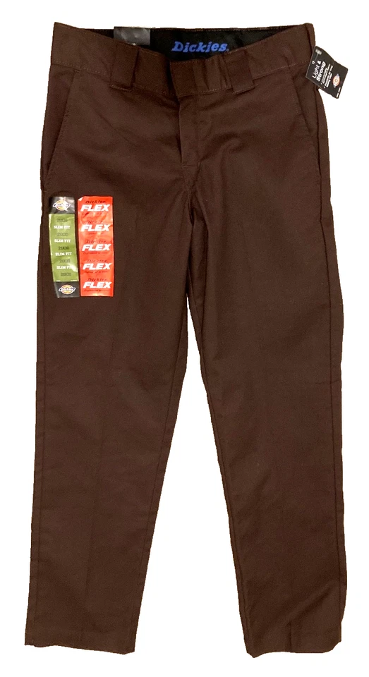 Pantalones de Trabajo Dickies Sarga Pierna Cónica Calce Ajustado Flex Marrón Para Hombres 28x30" Nuevos con Etiquetas Foto 1 de 4