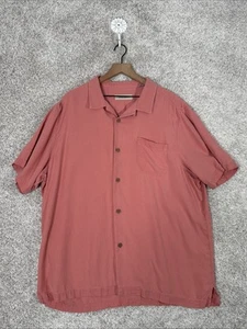 Tommy Bahama Silk Button Down Shirt Short Sleeve Salmon Size L - Picture 1 of 7