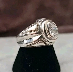 Sterling Silber Ring CZ groß oval 925 VINTAGE Größe 6,5  - Bild 1 von 7