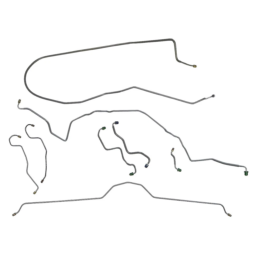 Kit de línea de freno tubos de disco eléctrico completos Chevrolet Corvette 1970-73 acero original 8 piezas Foto 1 de 4