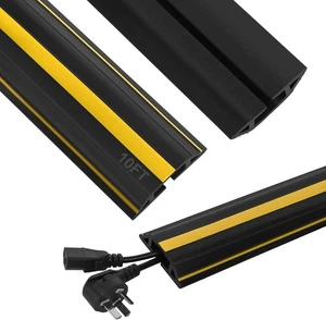 Boden Kabel Abdeckung 10 Fuß 2 Stück Schwerlast PVC Boden Kabel Schutz Elektrokabel... - Bild 1 von 7