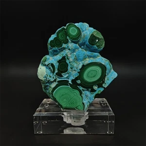 3,96 Pfund natürlicher Malachit Quarz Mineral Probe Kristall Reiki Wohndeko + Ständer - Bild 1 von 9