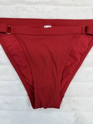 Parte inferior de bikini Robin Piccone para mujer mediana acanalada pierna alta traje de baño ajustable Foto 1 de 4