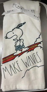 2 Rae Dunn Peanuts Snoopy Make Waves Kitchen Towels New - Picture 1 of 1