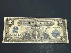 1899 $2 Silver Certificate ***Mini-porthole** Large Note US Bill LOW Shipping!!! - Picture 1 of 2