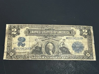 1899 $2 Silver Certificate ***Mini-porthole** Large Note US Bill LOW Shipping!!! - Image 1 of 2