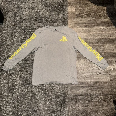 Sony Playstation 长袖灰色 T 恤,尺寸 L — 第 1/4 张图片