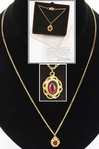 Collar colgante Ronte Beverly Hills 1984 1/2 quilate granate oro 14 k certificado de autenticidad - Imagen 1 de 13