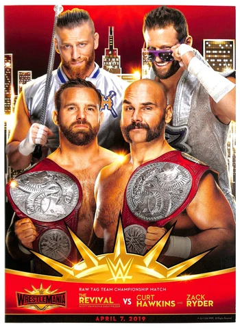 WWE Curt Hawkins & Zack Ryder WRESTLEMANIA 35 Match Card 11 x 15 poster Cover