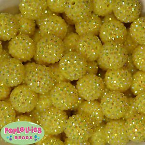 20mm Yellow Rhinestone Bubblegum Beads sparkly gumball jewelry 20 beads