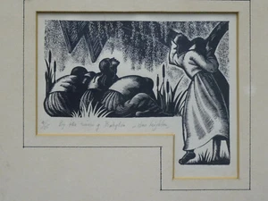 RARE SIGNED CLARE LEIGHTON WOODCUT LITHOGRAPH BY THE RIVER OF BABYLON 4/75 - Picture 1 of 7